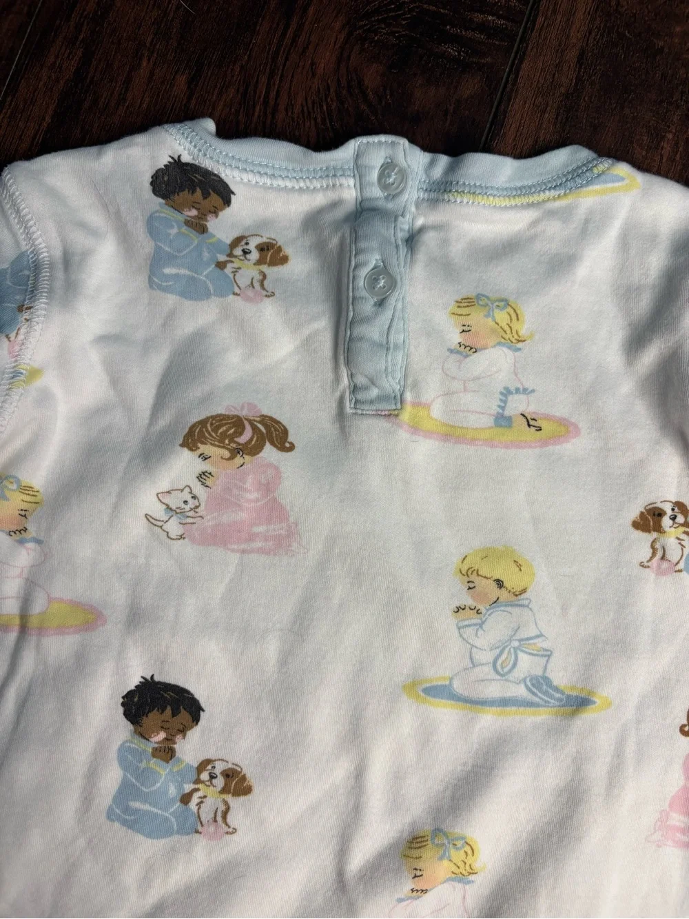 Kids White Pajama Set with Pastel Character Print